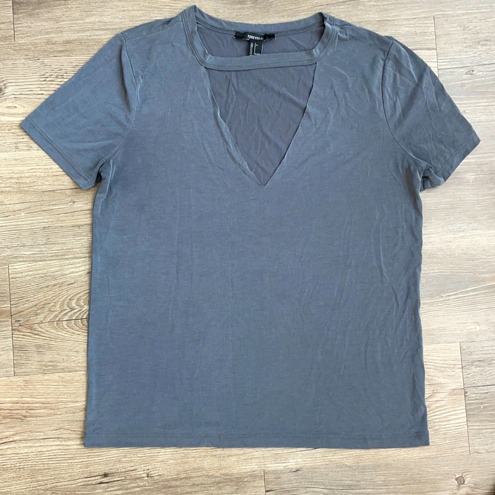 Gray cut out t-shirt